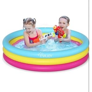 Inflatable Kiddie Pool Evajoy 58'' x 13'' Ground Kids Swimming Pool Large Pets